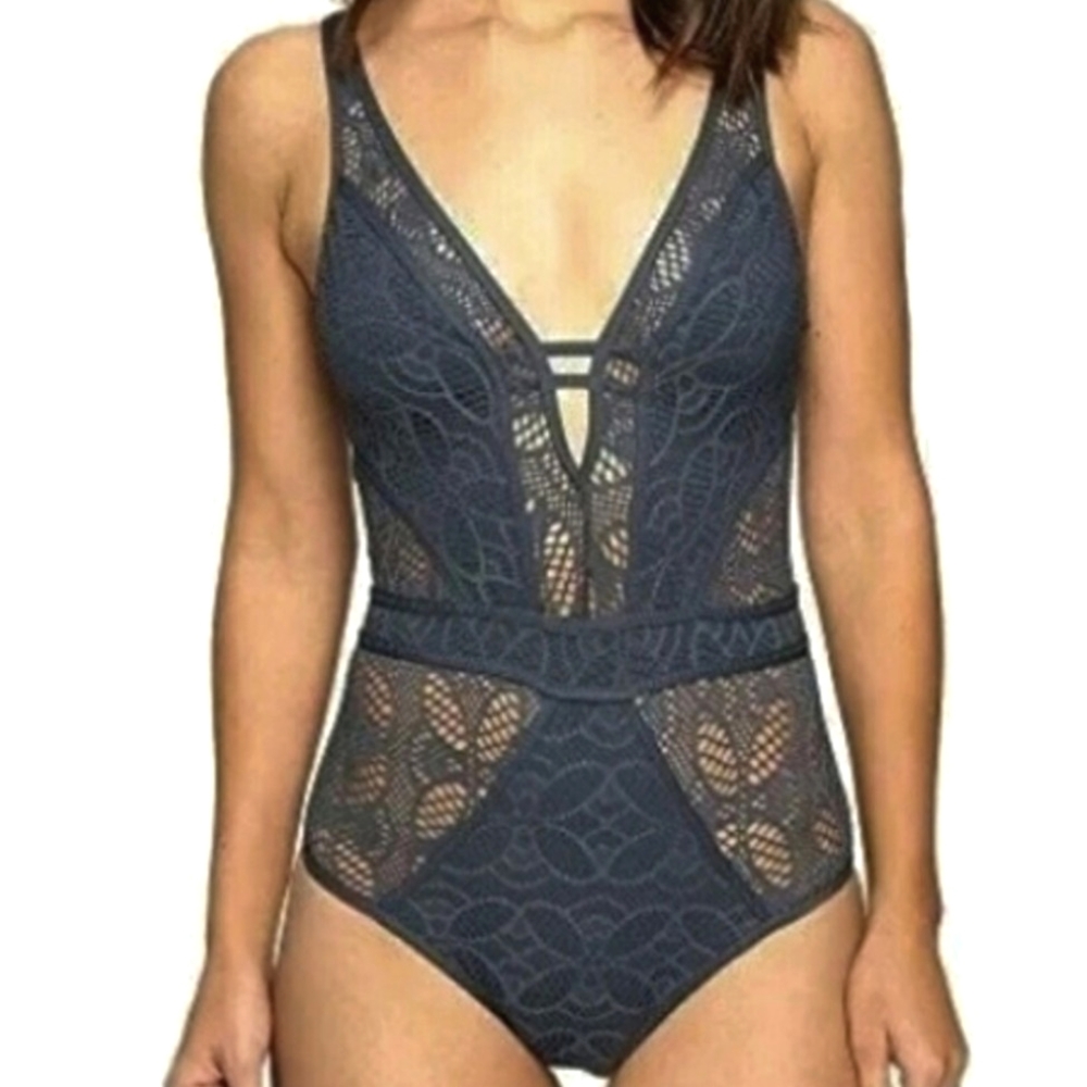 BECCA One Piece Lace Plunge Swimsuit!